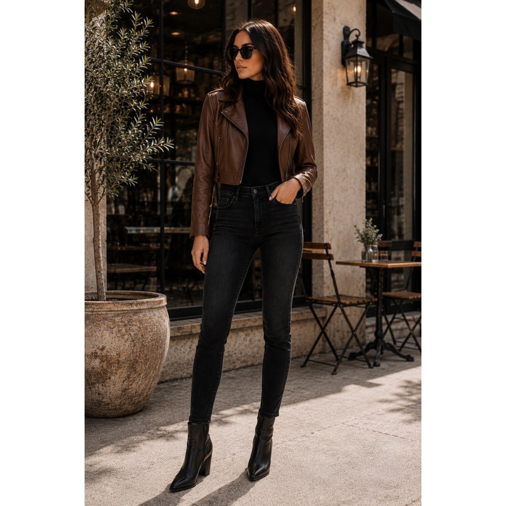 Mother Denim High Rise Skinny Jeans Dark Wash Black Gray Size 29 8